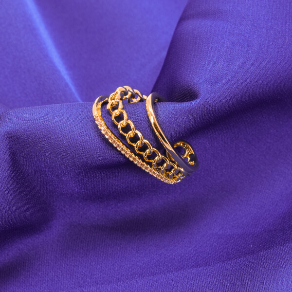 Cercel dama, placat cu aur 18K, model cu prindere pe ureche