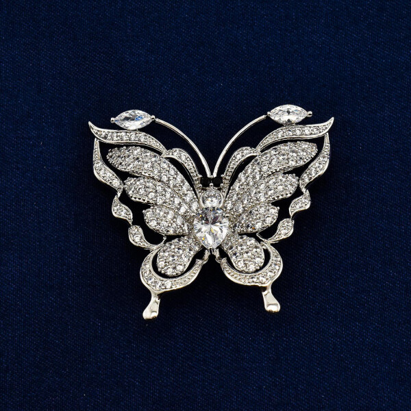 Brosa in forma de fluture cu cristale swarovski, placata cu aur 18k BRS-34