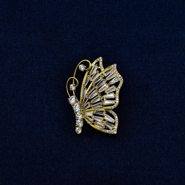 Brosa "Fluture" placata cu aur 18K 