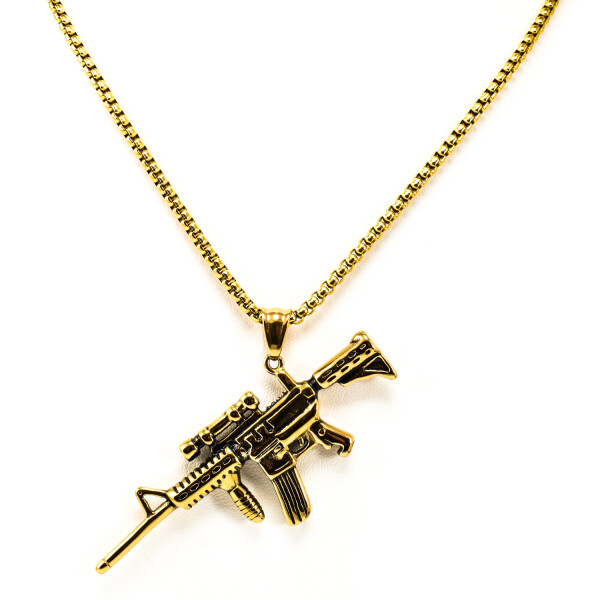 LANT BARBATI DIN OTEL INOXIDABIL CU PANDANTIV ARMA M4A1