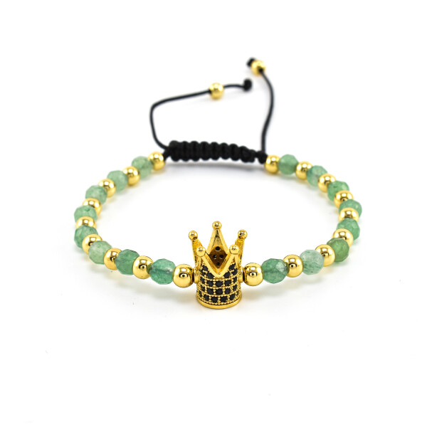 Bratara dama din jad cu accesorii placate cu aur 18K si cristale swarovski