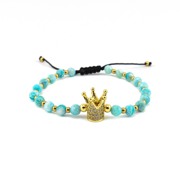 Bratara dama din larimar cu accesorii placate cu aur 18K si cristale swarovski