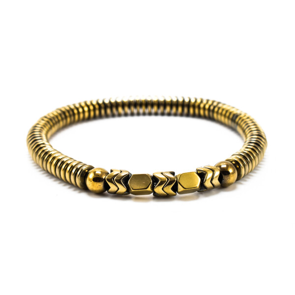 BRATARA BARBATI ELASTICA CU BILE GOLD HEMATITE