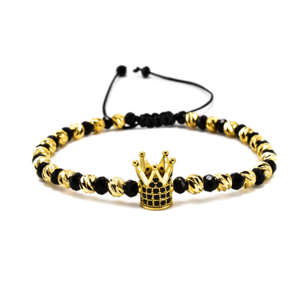 BRATARA BARBATI, KING CROWN, PLACATA CU AUR 18K 