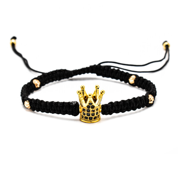 BRATARA BARBATI, SNUR IMPLETIT, CU CHARM KING CROWN