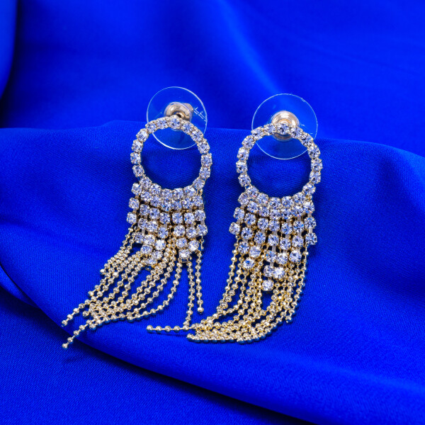 Cercei dama placati cu aur 18K lungi cu cristale swarovski