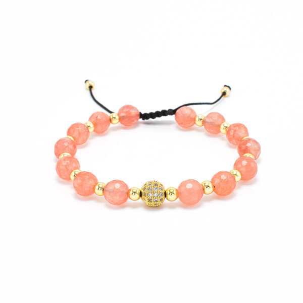 Bratara dama din calcedonie cu accesorii placate cu aur 18K si cristale swarovski
