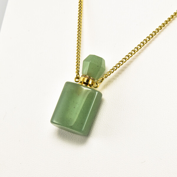 Colier cu pandantiv sticluta de parfum din aventurin verde