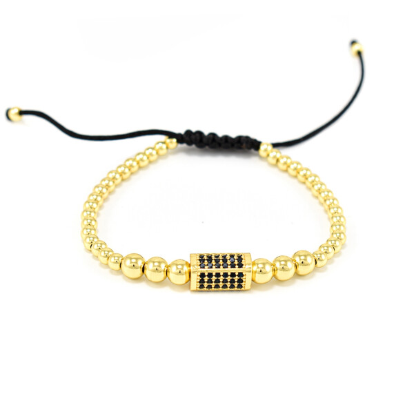 Bratara barbati din otel inoxidabil auriu si accesoriu cu cristale zirconia BBB-324