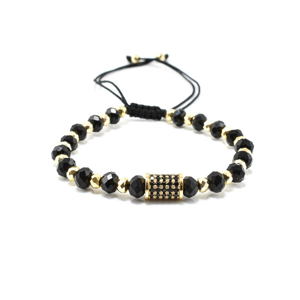 Bratara barbati cu cristale negre si accesoriu cu cristale zirconia 
