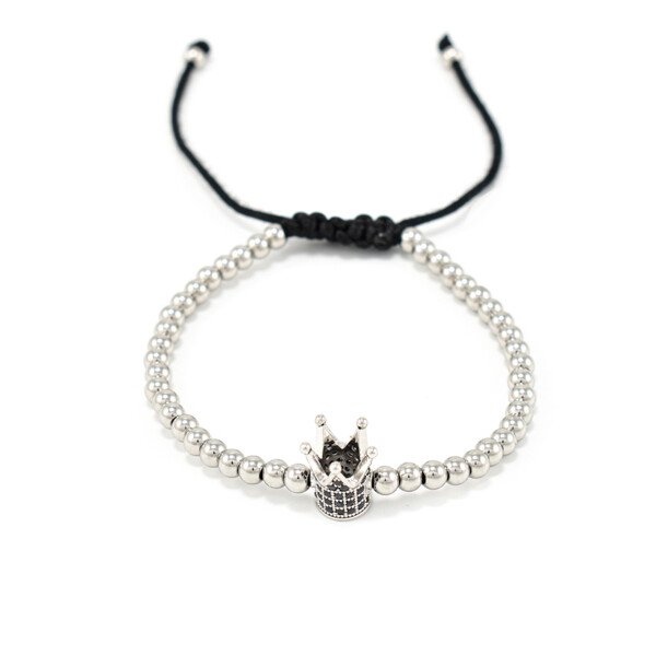 Bratara barbati King Crown Black Cubic Zirconia 