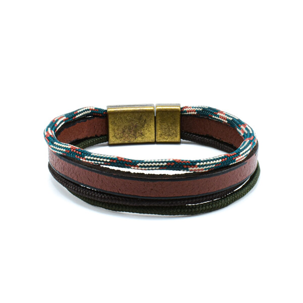 Bratara barbati din piele naturala si snur paracord BBB-018