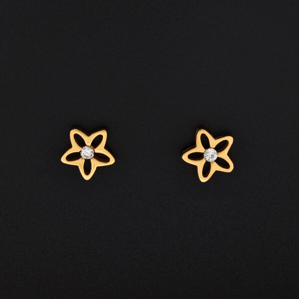 Cercei dama din argint placati cu aur 18K in forma de floare