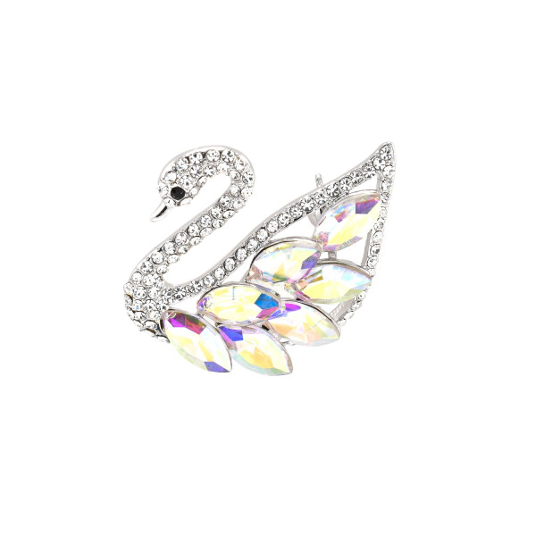 Brosa "Lebada" cu cristale swarovski