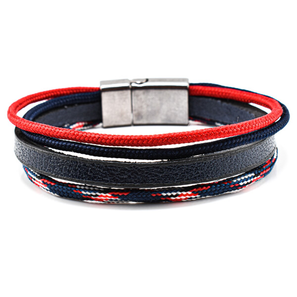 Bratara barbati din piele naturala si snur paracord BBB-104