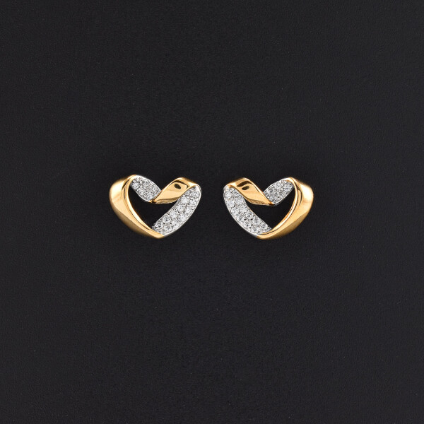 Cercei dama din argint placat cu aur 18K in forma de inima cu cristale swarovski