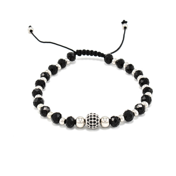 Bratara barbati Shamballa cu cristale negre