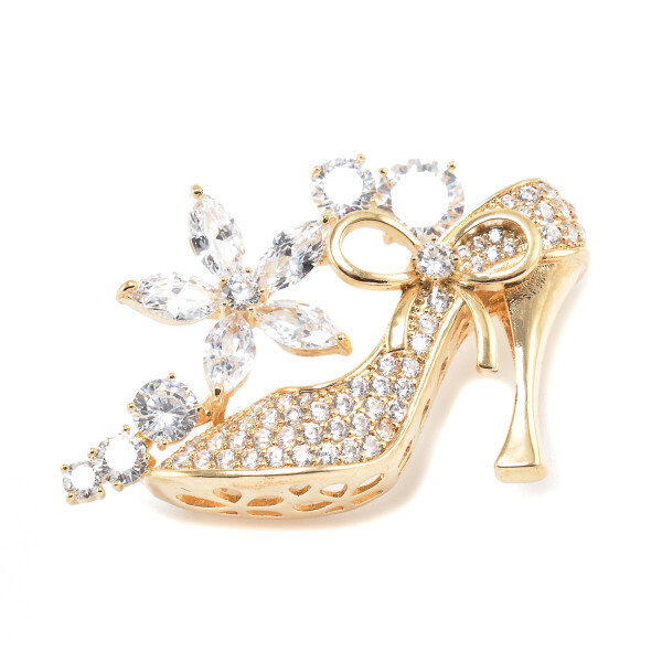 Brosa in forma de pantof cu cristale swarovski placata cu aur 18k