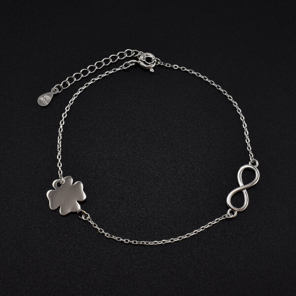 Bratara dama din argint cu accesorii in forma de infinit si trifoi cu patru foi