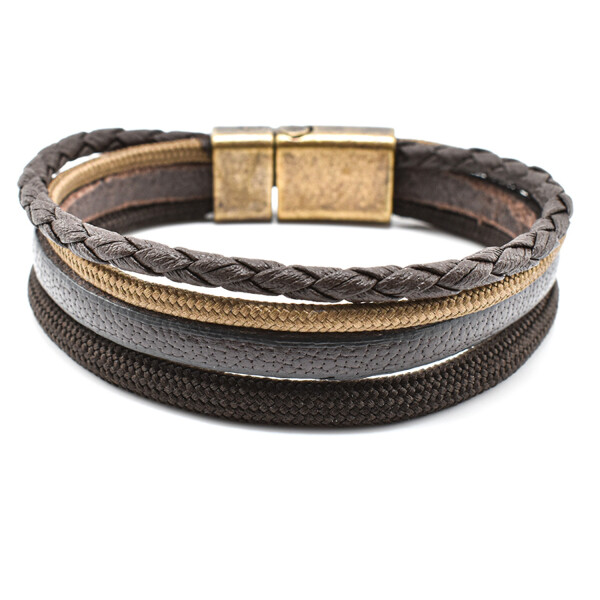 Bratara barbati din piele naturala si snur paracord BBB-217