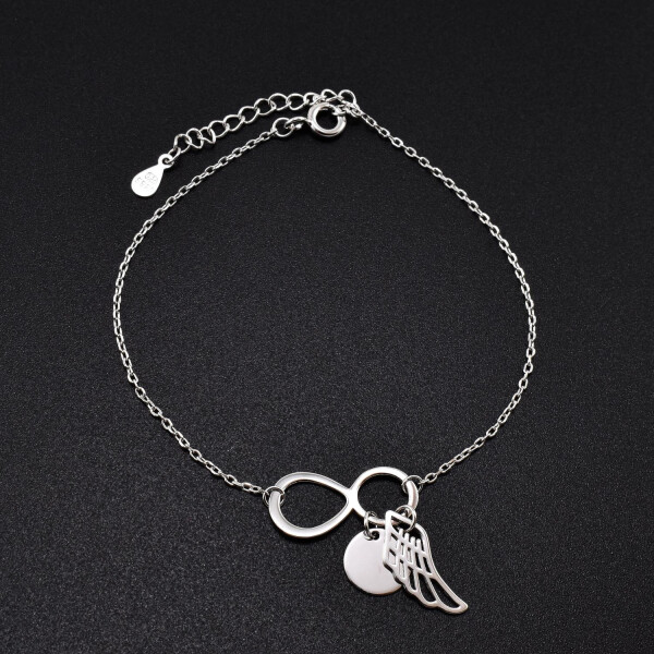 Bratara dama din argint cu accesorii in forma de infinit, cerc, aripa