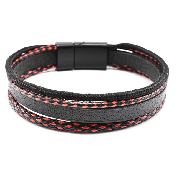 Bratara barbati din piele naturala si snur paracord BBB-213