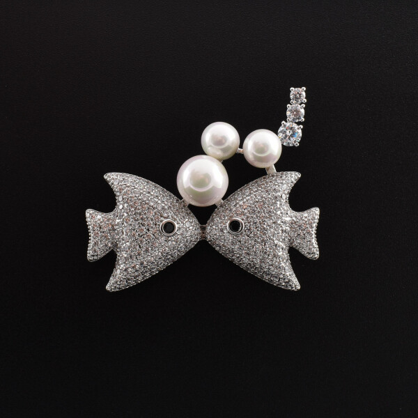 Brosa "Pesti" cu cristale swarovski si perle