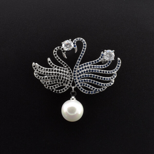 Brosa "Lebede" cu cristale swarovski