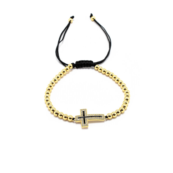 Bratara barbati placata cu aur 18K cu accesoriu in forma de cruciulita