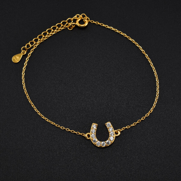 Bratara dama din argint placat cu aur 18K, accesoriu in forma de potcoava