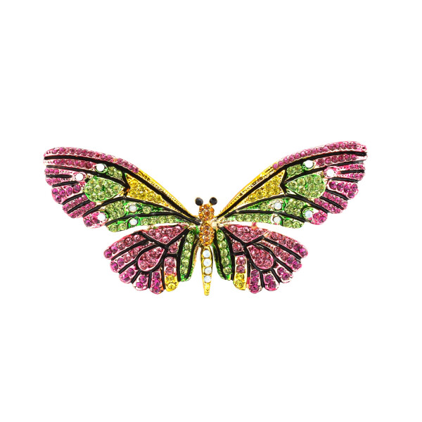 Brosa "Fluture" multicolor cu cristale zirconia