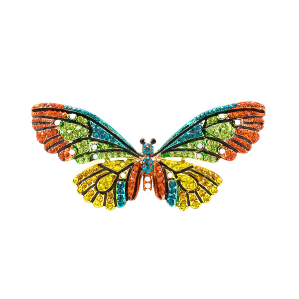 Brosa "Fluture" multicolor cu cristale