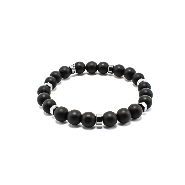 Bratara barbati cu bile din onix negru mat 