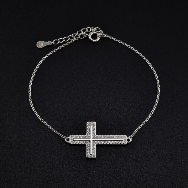 Bratara dama din argint cu accesoriu in forma de cruce BDAG-B-173