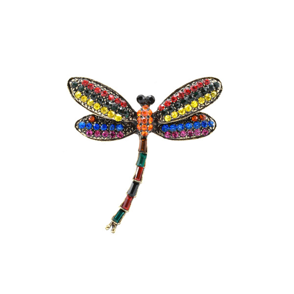 Brosa "Libelula" cu cristale zirconia multicolore