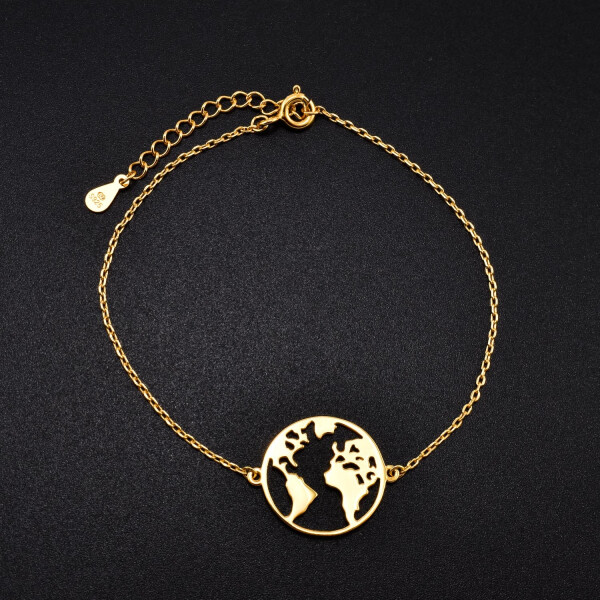 Bratara dama din argint placata cu aur 18K cu accesoriu Pamant