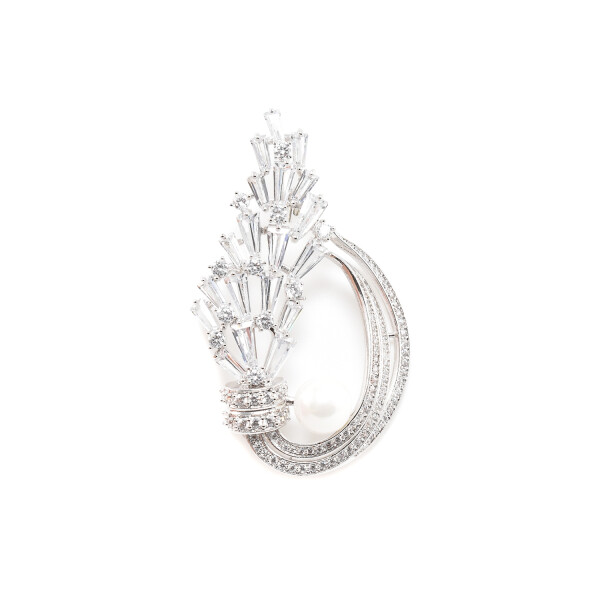 Brosa cu cristale swarovski placata cu aur alb 18k BRS-31