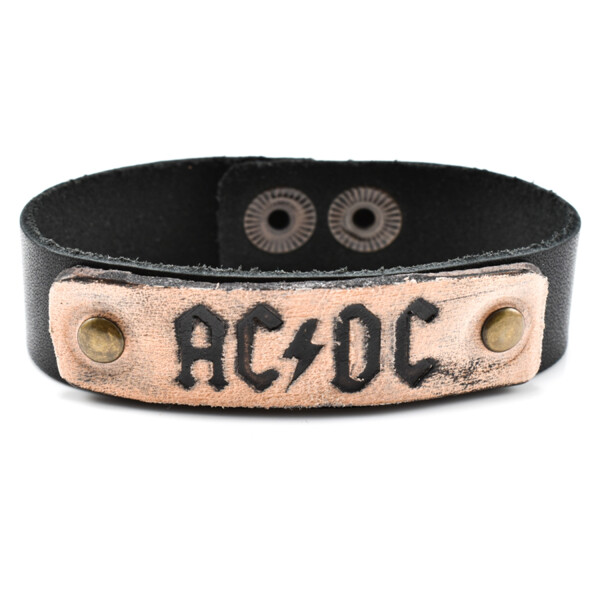 Bratara barbati din piele naturala ac/dc