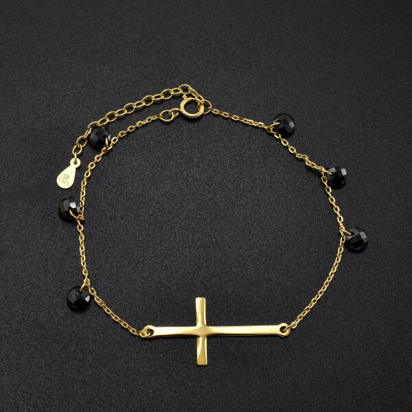 Bratara dama din argint placat cu aur 18K accesoriu in forma de cruce