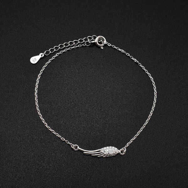 Bratara dama din argint cu accesoriu in forma de pana acoperit cu cristale swarovski
