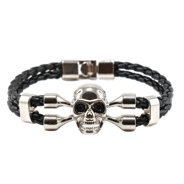 Bratara barbati cu accesoriu in forma de craniu