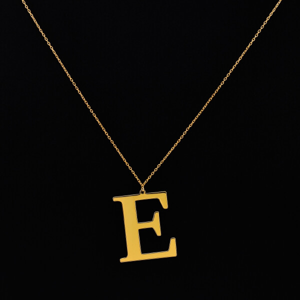 Lantisor dama din argint placat cu aur 18 K, pandantiv litera ”E”