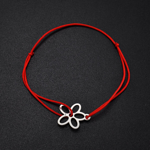 Bratara dama pe snur cu accesoriu din argint in forma de floare