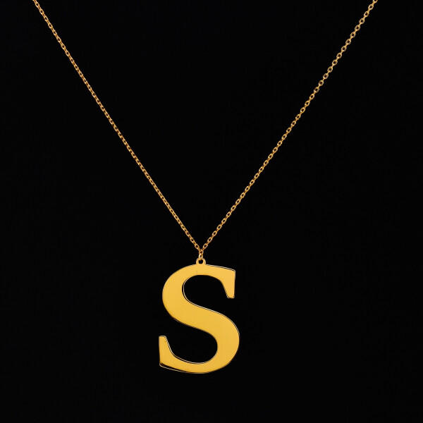 Lantisor dama din argint placat cu aur 18 K, pandantiv litera ”S”