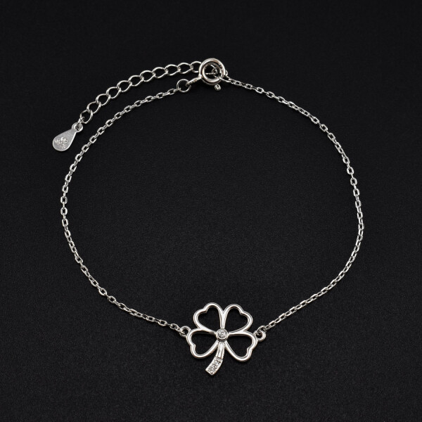 Bratara dama din argint cu accesoriu in forma de trifoi cu patru foi BDAG-B-184
