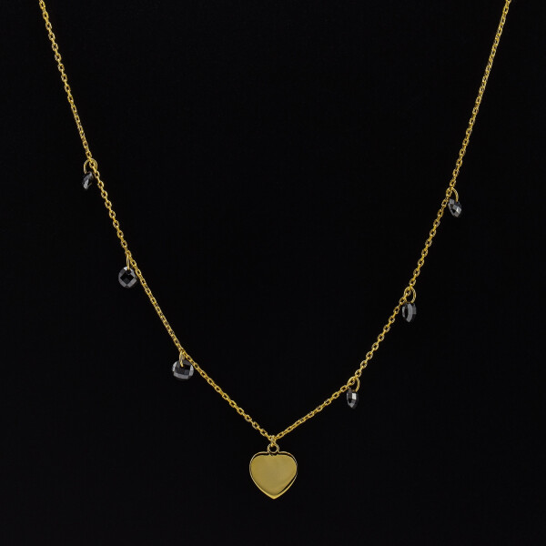 Lantisor dama din argint placat cu aur 18k, cu accesoriu in forma de inima