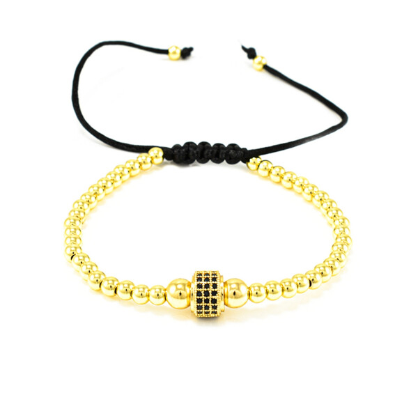 Bratara barbati cu accesorii aurii si cristale zirconia BBB-318