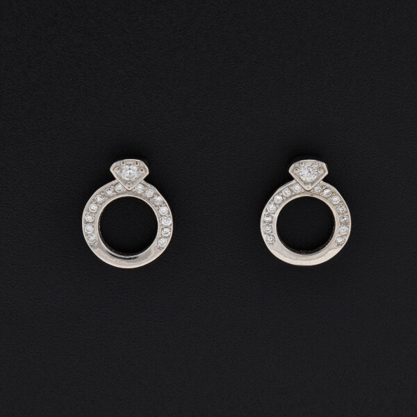Cercei dama din argint ,,Inel cu diamant''