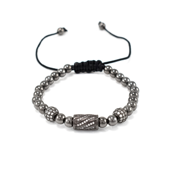 Bratara barbati Shamballa Ball & Tube Cubic Zirconia