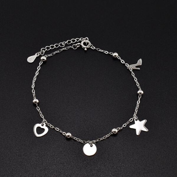 Bratara dama din argint cu accesorii in forma de inima, banut, stea